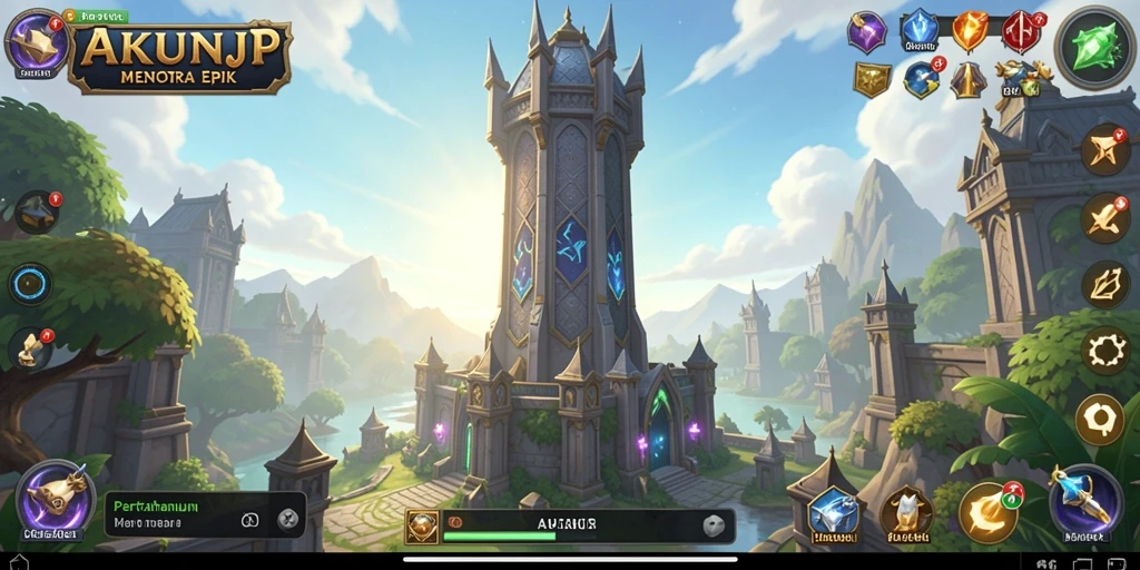 Tampilan seru gameplay AKUNJP dalam strategi Tower Defense.