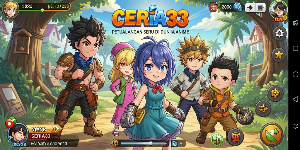 Tampilan menarik dari gameplay CERIA33 yang penuh aksi dan karakter anime.