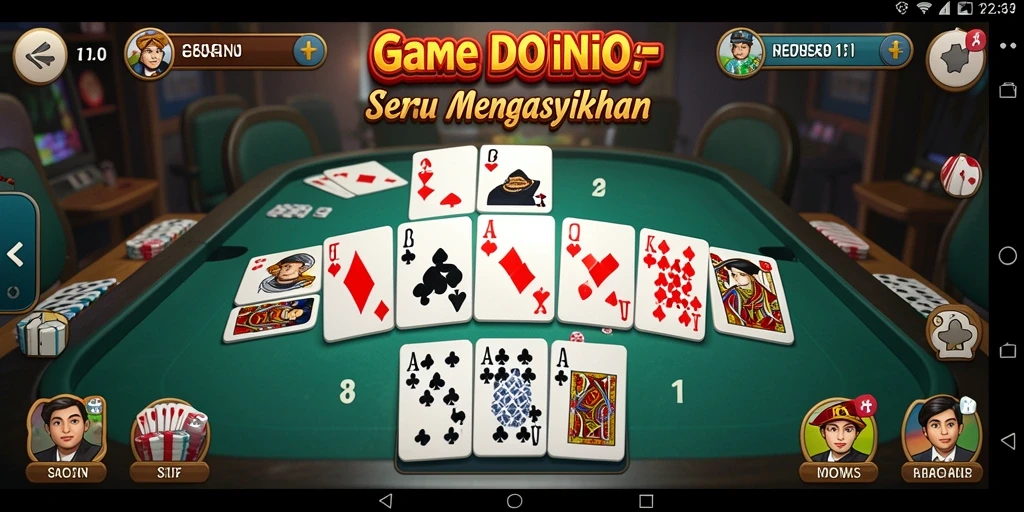Screenshot utama GOWIN menampilkan pemain sedang aktif bermain domino.