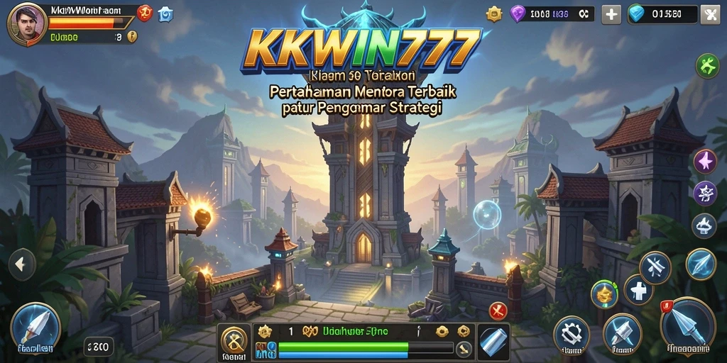 Tampilan gameplay seru di KKWIN777 dengan menara pertahanan yang beragam.