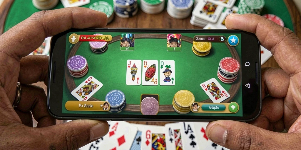 Gameplay seru RAJAPANDA88 dalam permainan Gaple.