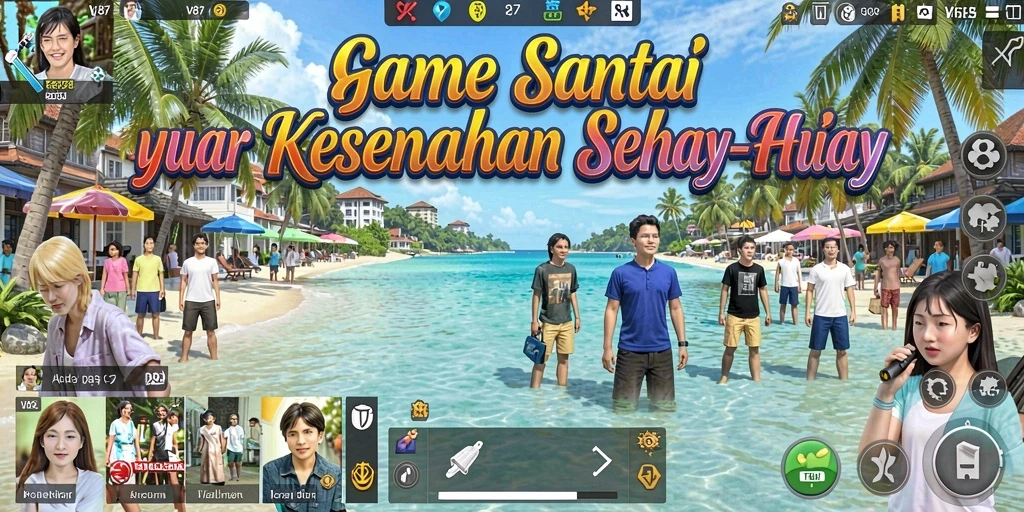 Screenshot utama V87 menampilkan gameplay santai yang menghibur.